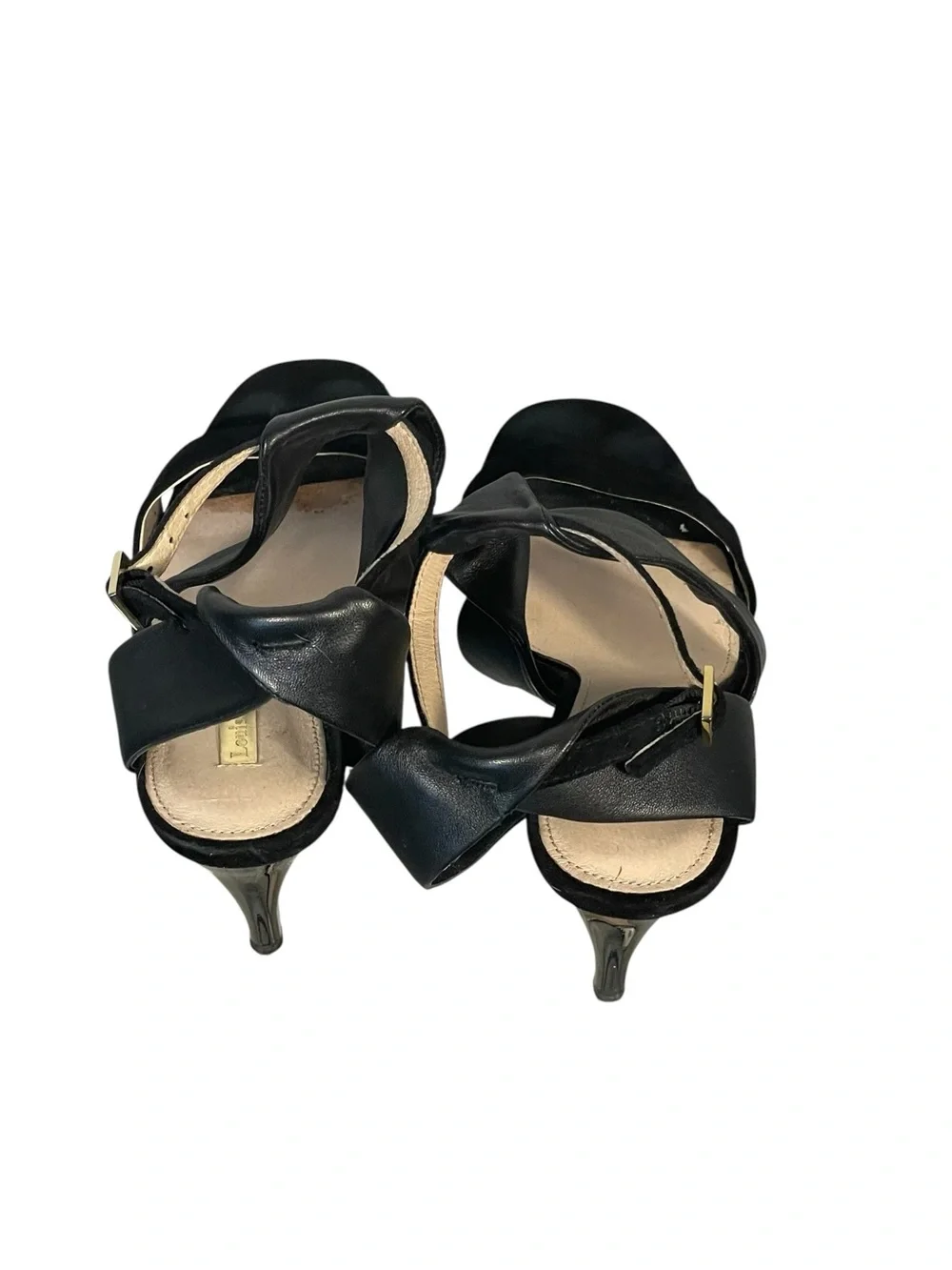 Louise Et Cie Black Leather Suede Strappy Ankle Strap Stiletto Heel Shoes 7.5M